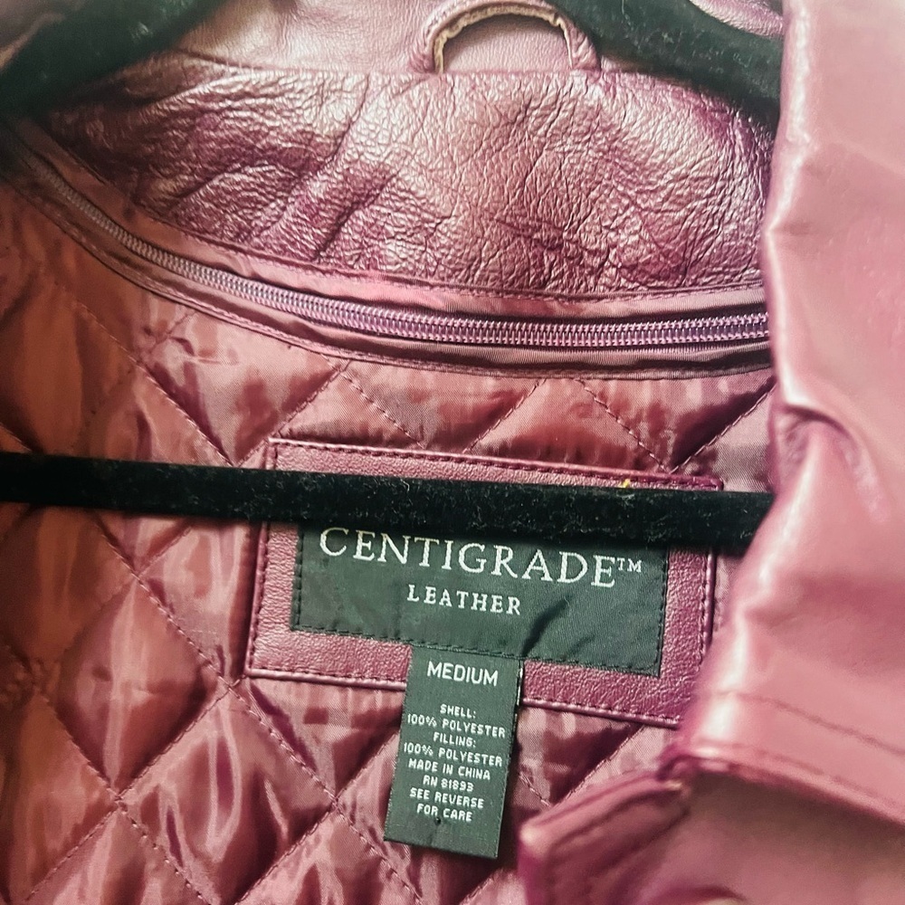 Women's Medium Deep Purple Leather Trench Coat - Picture 5 of 9